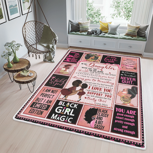 Woonistore  My Daughter I Will Always Be There To Support You Love Mom Black Woman Area Rug Rectangle Rug WN131127