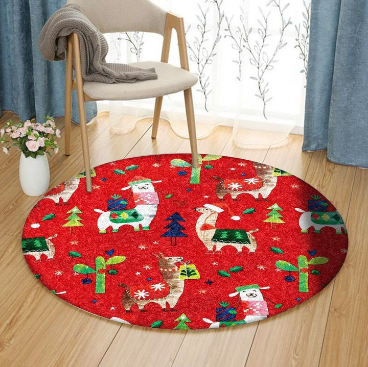 Alpaca Christmas NP1411101RR Round Carpet