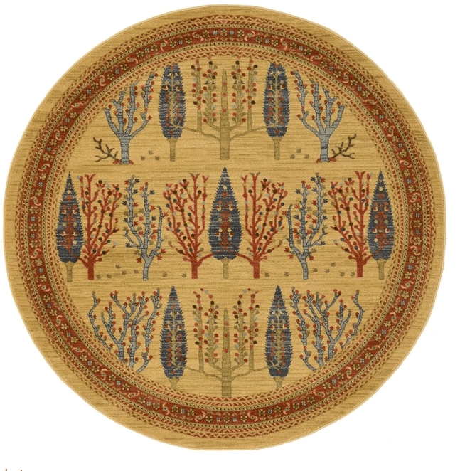Unique Loom Tan Fars CLM1610281TM Round Carpet