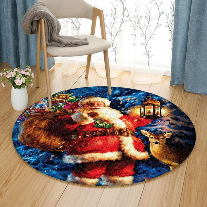 Santa Claus Merry Christmas CG1910109TM Round Carpet