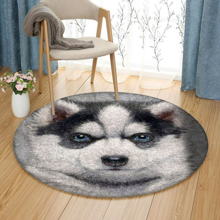 Siberian Husky Puppy HN1411021RR Round Carpet