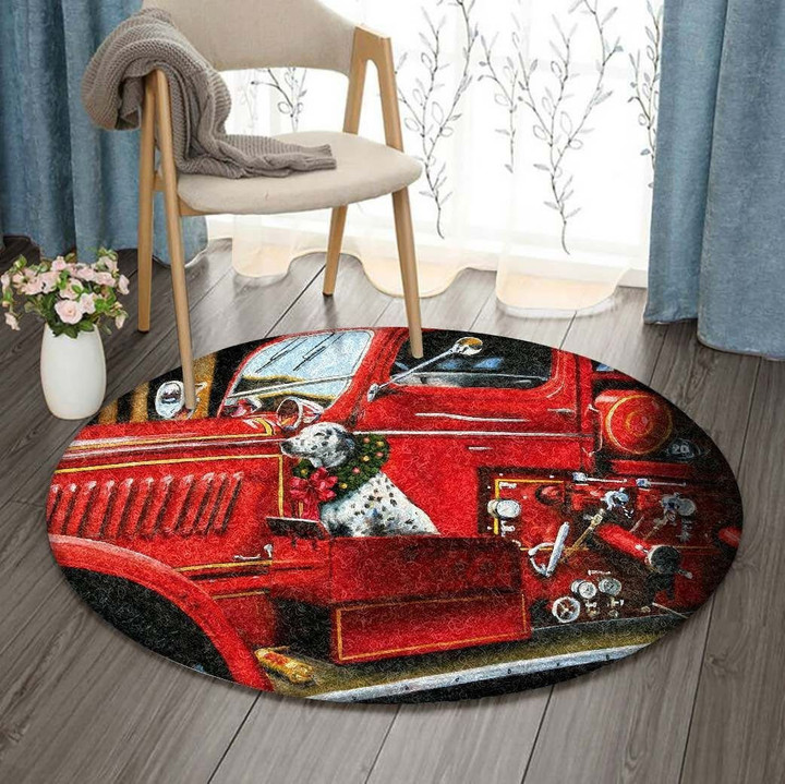 Car Christmas Dog VD1510018RR Round Carpet
