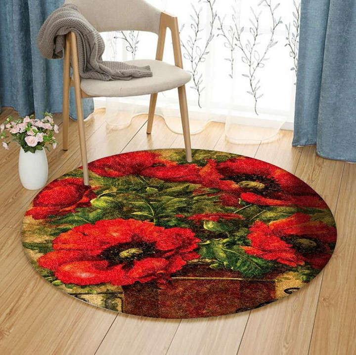 Poppy Flower NP1411029RR Round Carpet