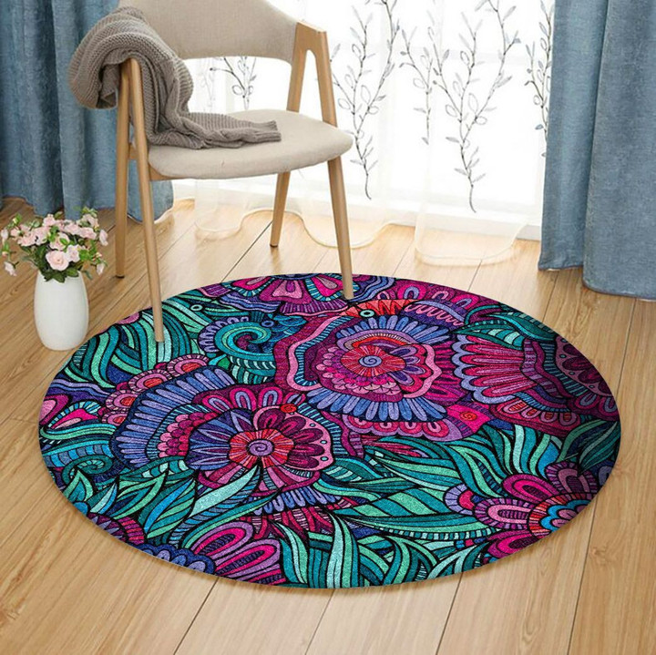 Colorful Flowers TG1501012RR Round Carpet