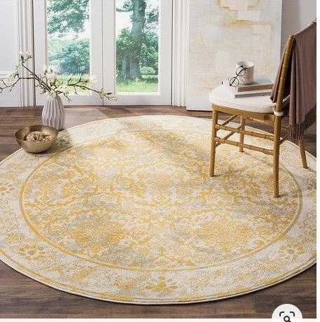 Yellow Vintage Flower CLA1610230RR Round Carpet