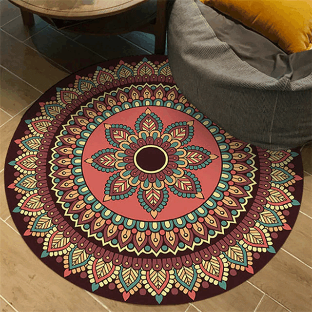 Persian Ethnic Mandala Flowers European Floral CLP1710143MT Round Carpet