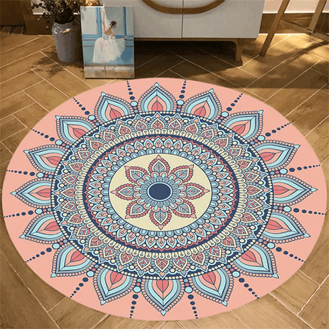 Persian Ethnic Mandala Flowers European Floral CLP1710147MT Round Carpet