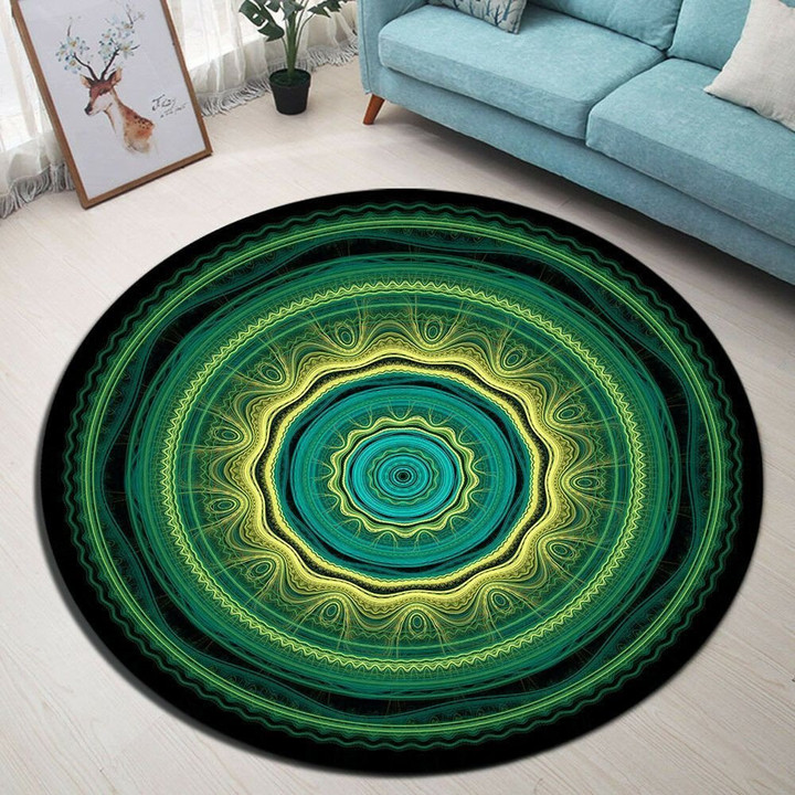 Green Ring Mandala CL03100035MDC Round Carpet
