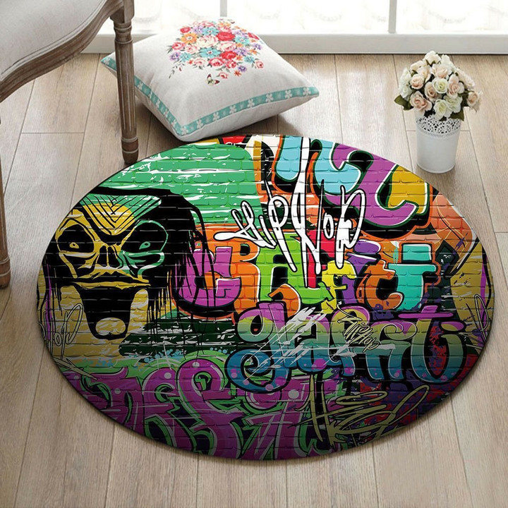 Hip Hop Music Vintage Graffiti CLP0710064M Round Carpet