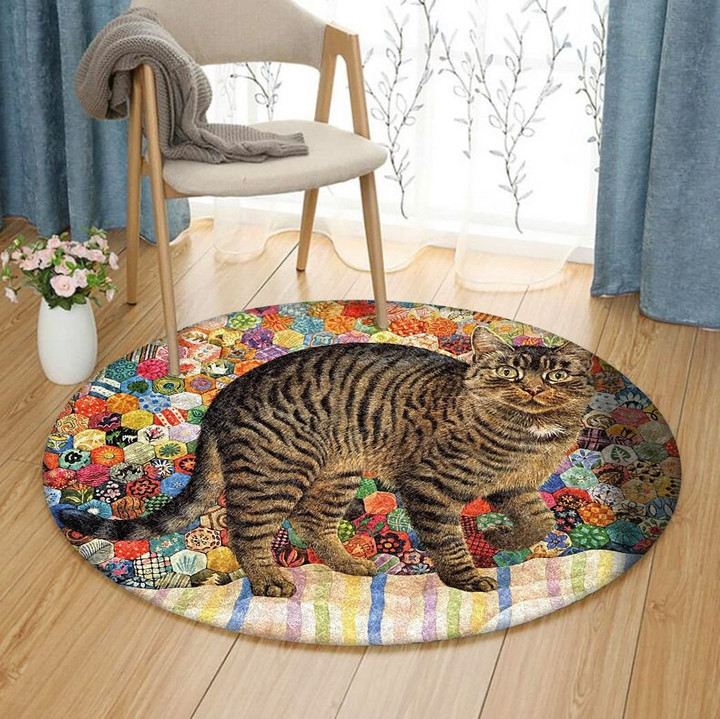 Mommy Cat And Little Kitty DN1701092RR Round Carpet