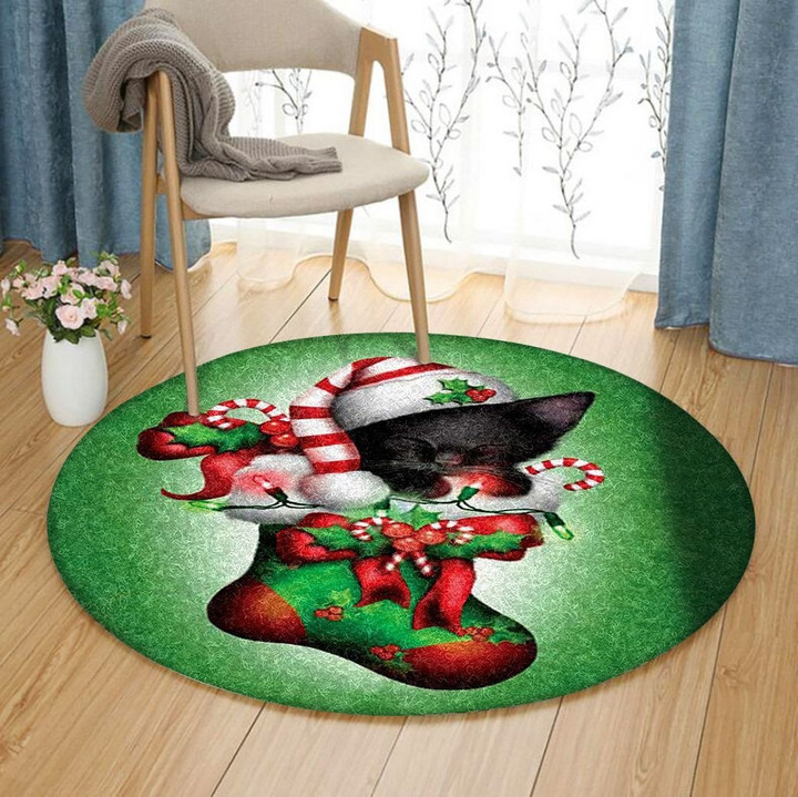 Cat Merry Christmas CG1911026TM Round Carpet