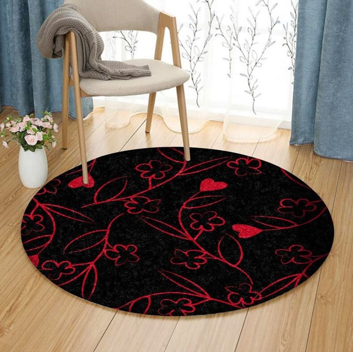 Red Floral DN3112116RR Round Carpet