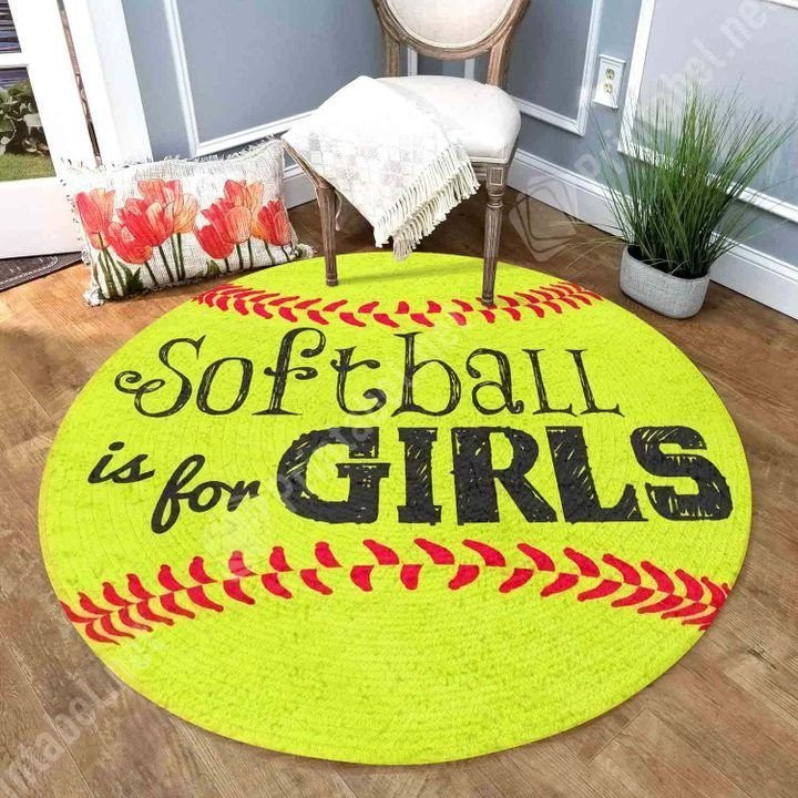 Softball Is For Girls CLM1210172R Round Carpet