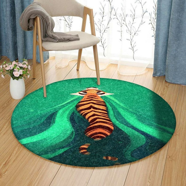 Tiger Learning To Swim BT2110011RR Round Carpet