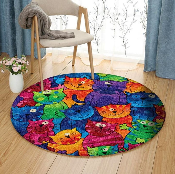 Cat Colorful NP1601013RR Round Carpet