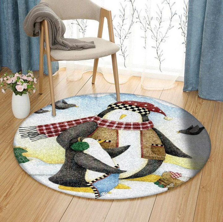 Christmas Penguin And Reindeer DN1911068RR Round Carpet