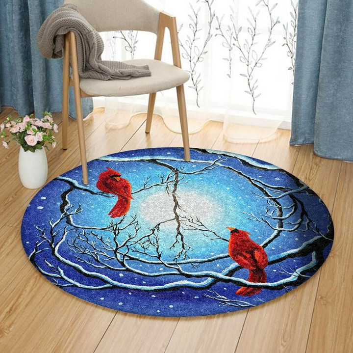 Winter Night And Red Cardinal DD3010008RR Round Carpet