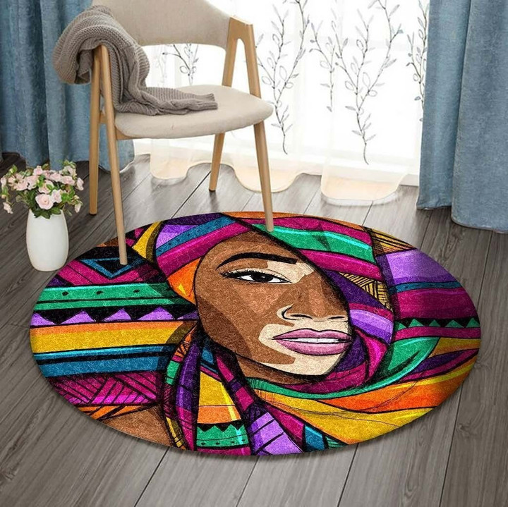 Black Woman BL230801RR Round Carpet