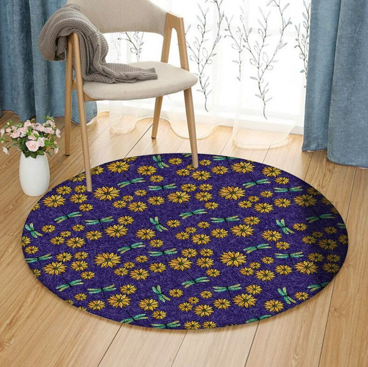 Dragonflies And Daisies AA3112039TM Round Carpet