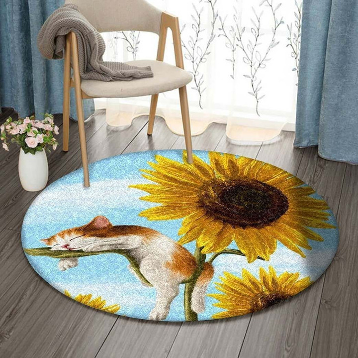 Sunflower Cat HN060971RR Round Carpet
