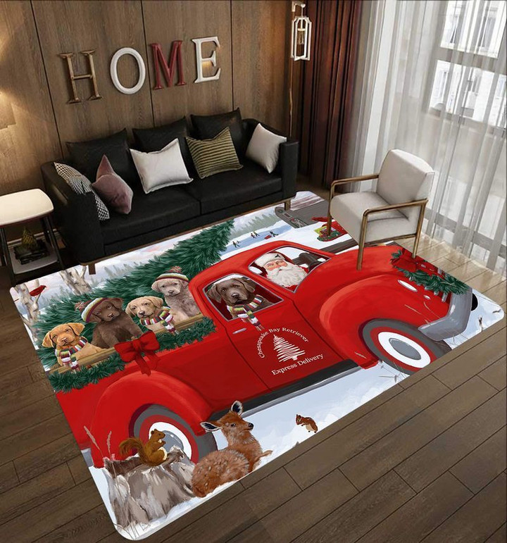 Chesapeake Bay Retriever And Red Truck CLH0212021R Rug