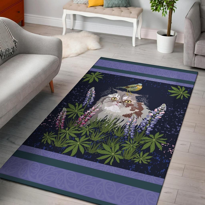 Cat And Bird With Lupine CL02120038MDR Rug