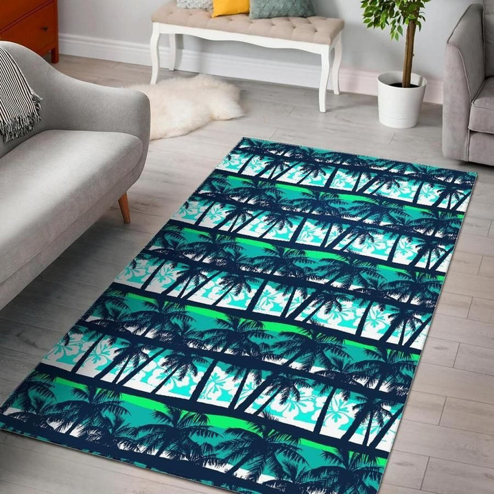 Blue Hibiscus Palm Tree CLH0411122R Rug