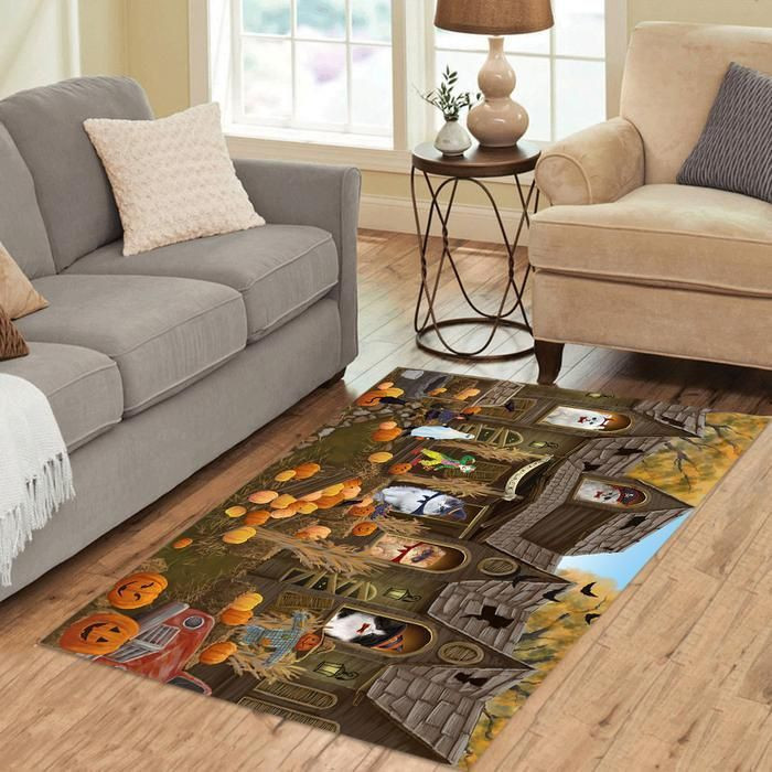 Haunted House Halloween Trick Or Treat Persian Cats Area Rug CLA20120419R Rug
