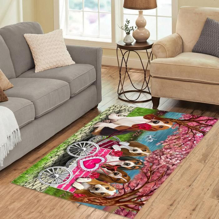 I Love Basset Hound Dogs In A Cart Area Rug CLA20120373R Rug
