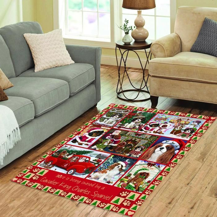 Love Is Being Owned Christmas Cavalier King Charles Spaniel Dogs Area Rug CLA20120272R Rug