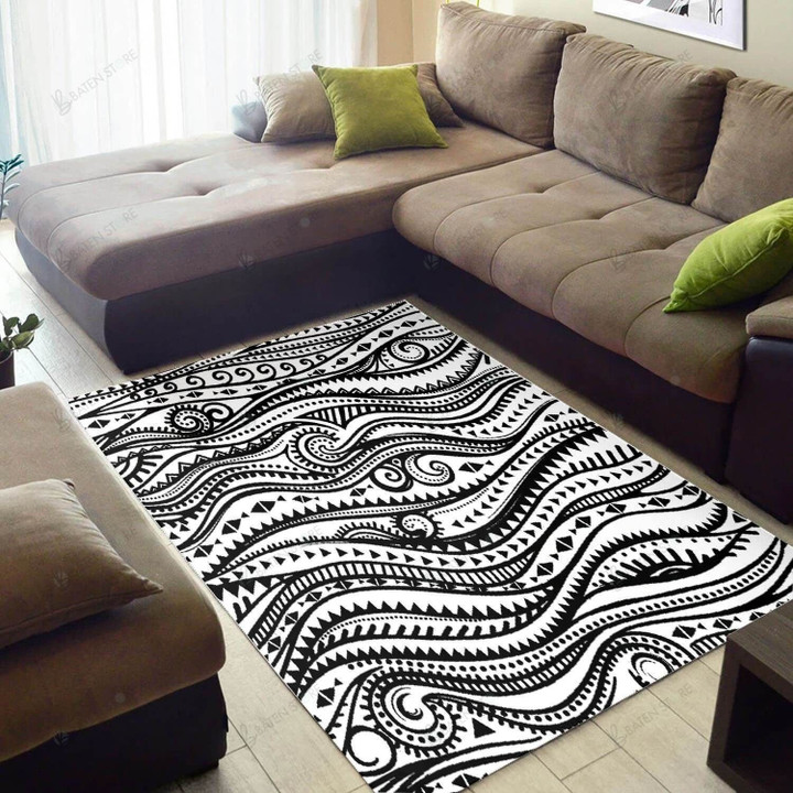 Black White Paisley African American Area Rug Home Decor