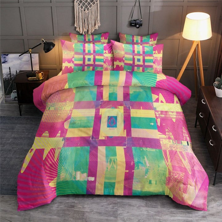Illusion Yellow Pink Liquify Color DN1601215B Bedding Sets