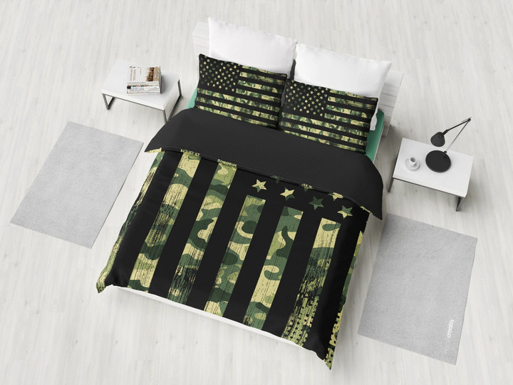 Green Camouflage American Flag CLH1010200B Bedding Sets