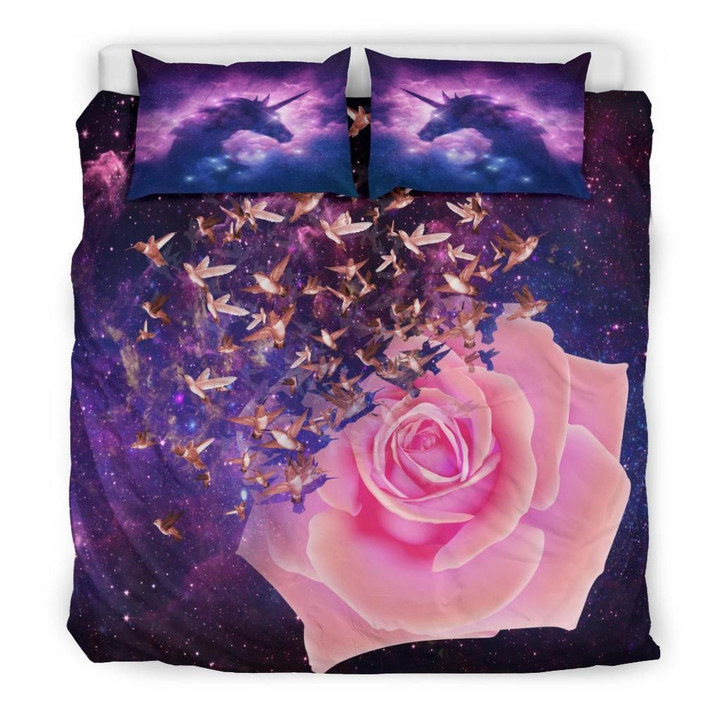 Purple Galaxy Rose Hummingbird CL07110884MDB Bedding Sets