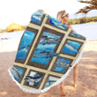 Fishing Round Beach Towel WRBT280377 59 inch Round Beach Blanket