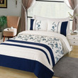 Navy Blue And White Striped And Wildflower CLA1210327B Bedding Sets