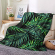 Fall Leaves Sofa Throw Fleece Blanket, Palm Tree King Couch Fleece Blanket, Night Tropical Palm Leaves Fleece Blanket, Gifts for Palm
