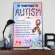 Autism Awareness Heatbeat Puzzle Ribbon Wall Art Print Decor Canvas Art Gift For Mom Gift For Dad Birthday Gift