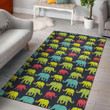 Elephant Neon Color Pattern Rug