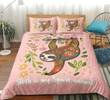 Cute Sloth Pink Bedding Set