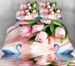Swan And Pink Tulips Bedding Set