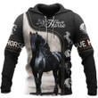 Horse 3D All Over Printed Hoodie Love Horse Black Leather