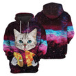 Galaxy Pizza Cat - 3D All Over Printed Hoodie