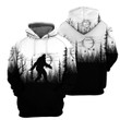 Bigfoot Black And White - 3D All Over Printed Hoodie