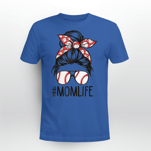 Woonistore -  Mom Life Softball Baseball Mothers Day Messy Bun T-Shirt