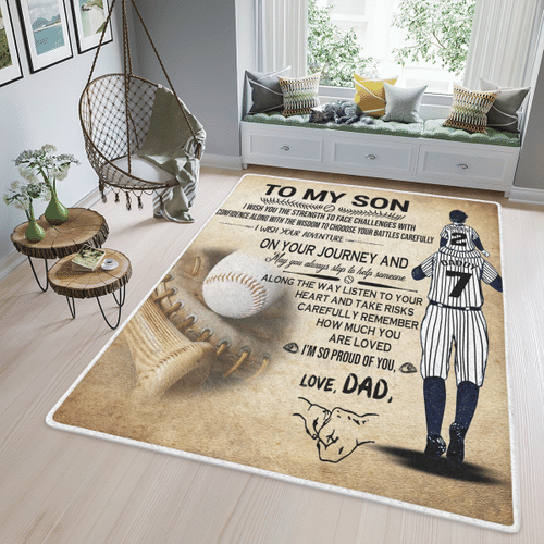 Woonistore  Baseball To My Son Dad I Am Proud Of You Area Rug W030926