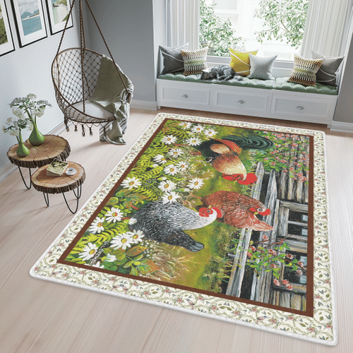 Woonistore  Chickens In The Garden Area Rug W030962