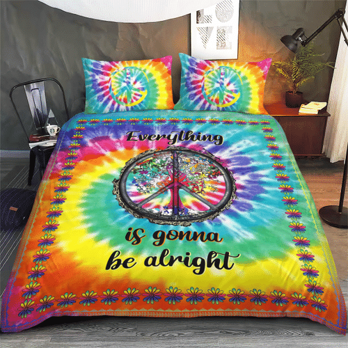 Woonistore  Hippie Everything Is Gonna Be Alright Tie dye Bedding Set W0309161 Bedroom Decor