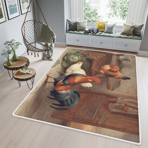 Woonistore  Chickens Farm Area Rug W050946