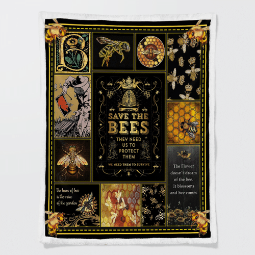 Woonistore  Save The Bee Beekeeper Sherpa Blanket W220903